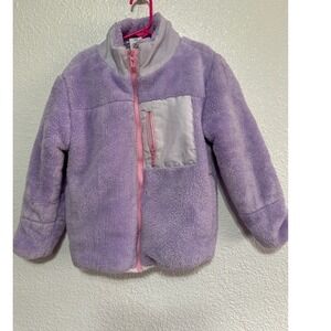 Tommy Bahama Kids Girls Fuzzy Fleece Jacket Lavender Pink Zipper Size S 5 6